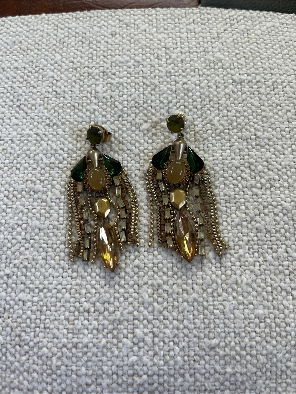 J. Crew Gold-tone Bracelet with Green and Amber Crystals